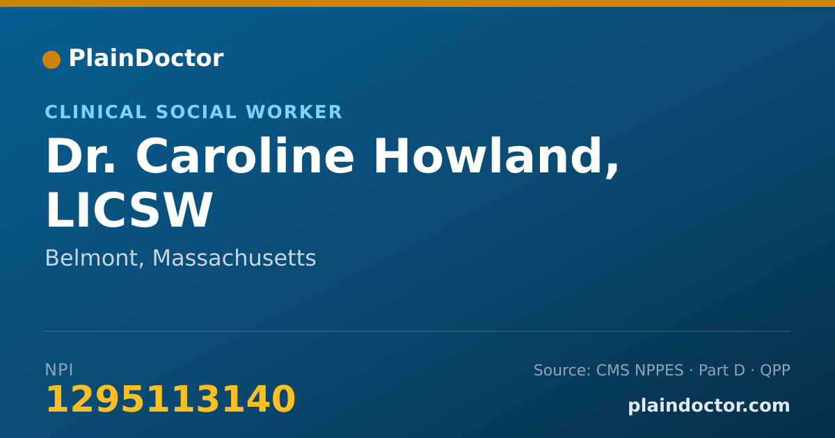 Shareable card for Caroline Howland, LICSW - Clinical Social Worker, Belmont, MA