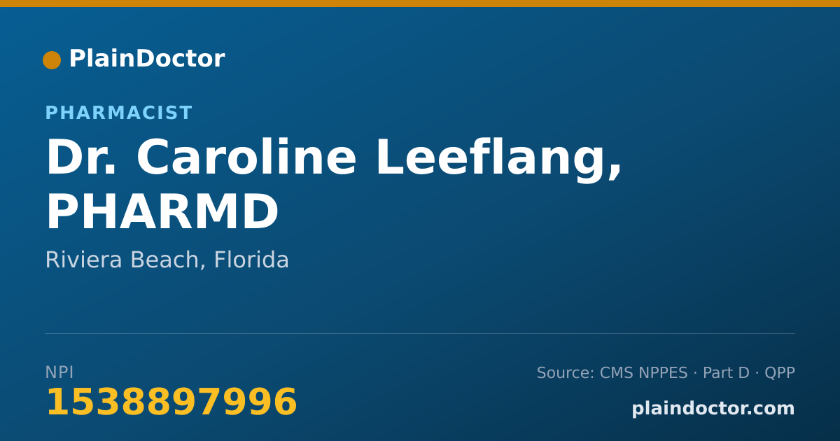 Shareable card for Caroline Leeflang, PHARMD - Pharmacist, Riviera Beach, FL