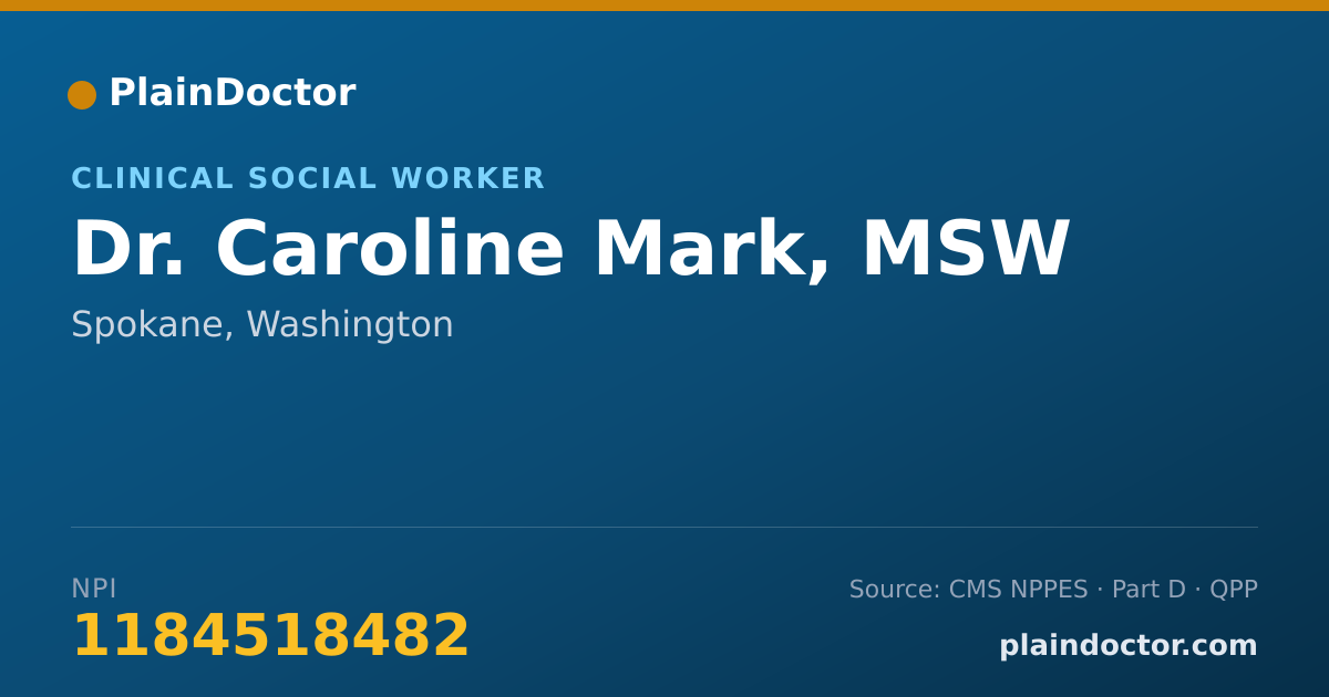 Shareable card for Caroline Mark, MSW - Clinical Social Worker, Spokane, WA