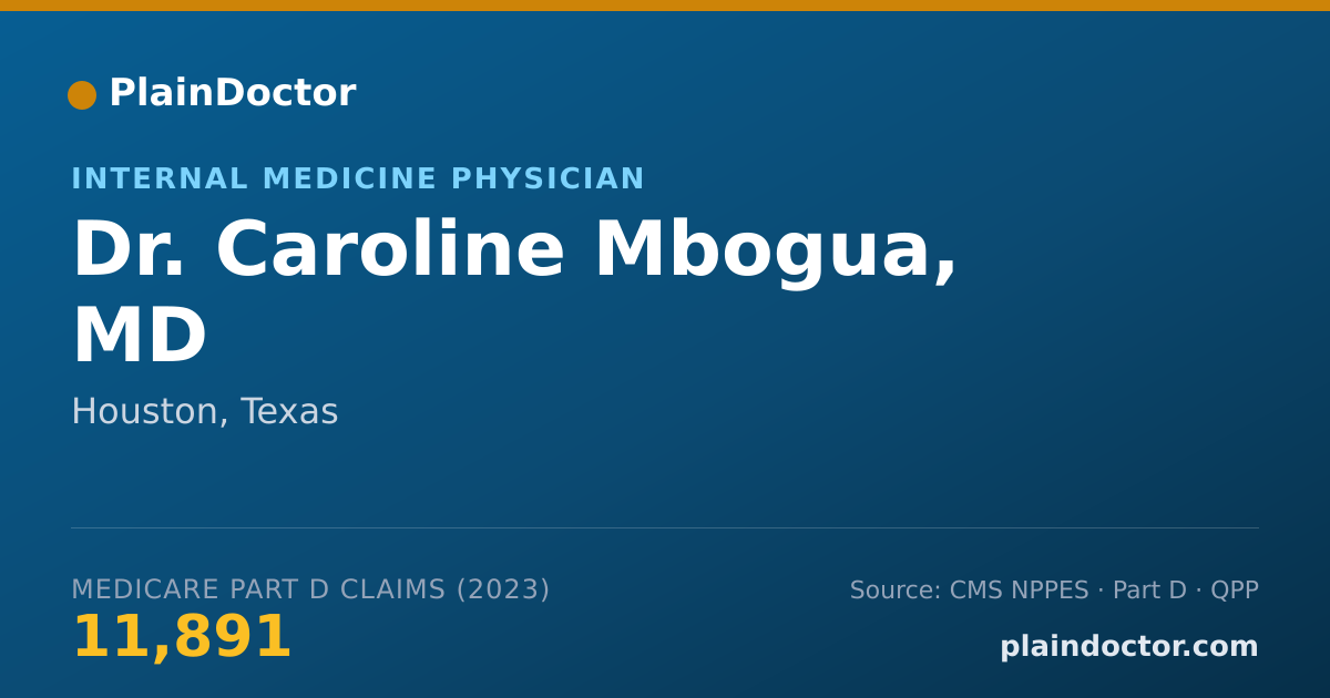 Shareable card for Caroline Mbogua, MD - Internal Medicine Physician, Houston, TX
