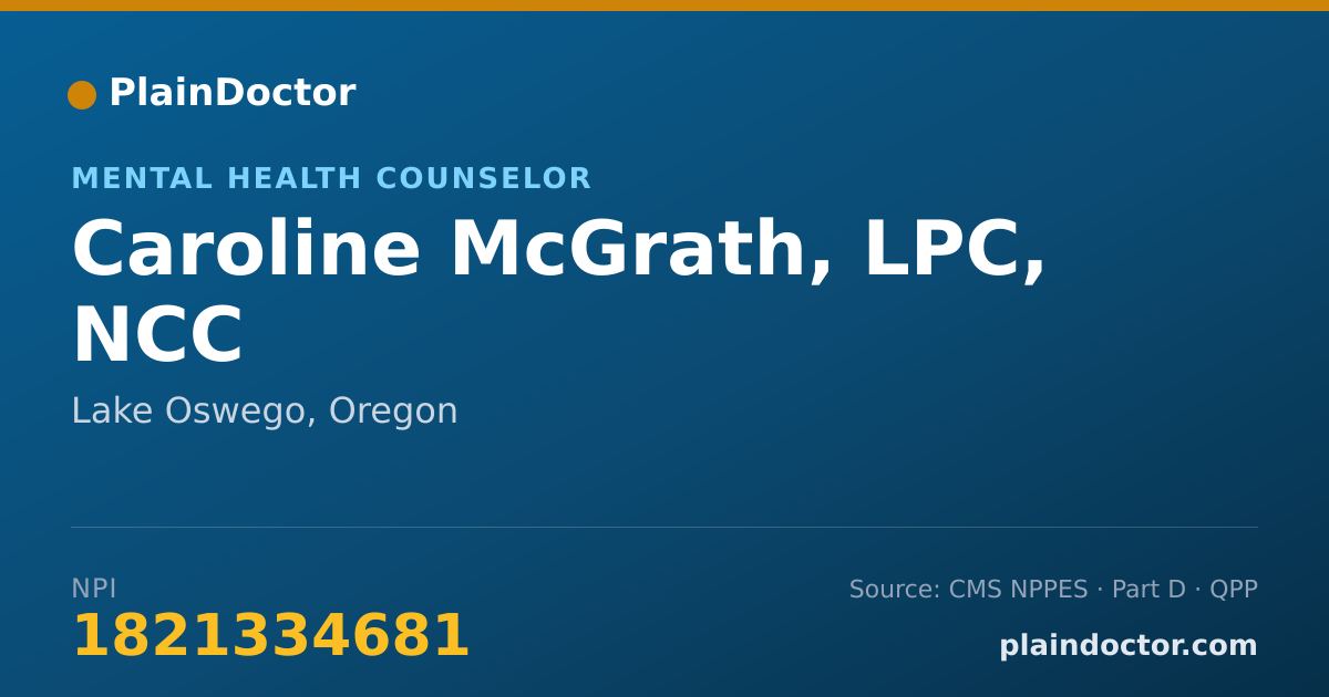 Shareable card for Caroline McGrath, LPC, NCC - Mental Health Counselor, Lake Oswego, OR