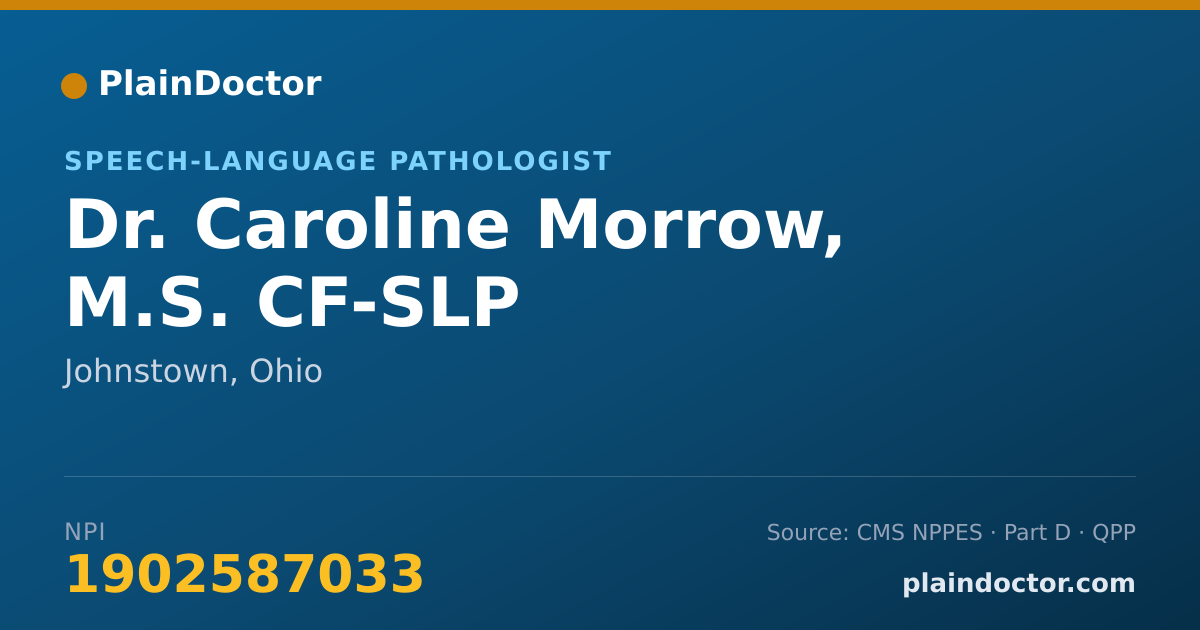 Shareable card for Caroline Morrow, M.S. CF-SLP - Speech-Language Pathologist, Johnstown, OH
