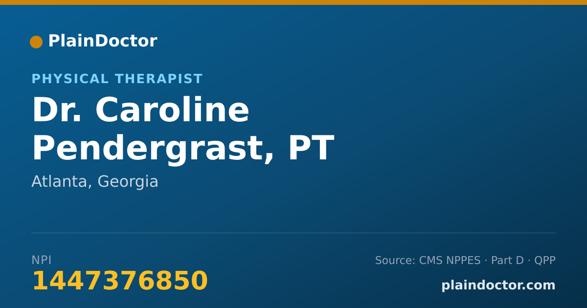 Shareable card for Caroline Pendergrast, PT - Physical Therapist, Atlanta, GA