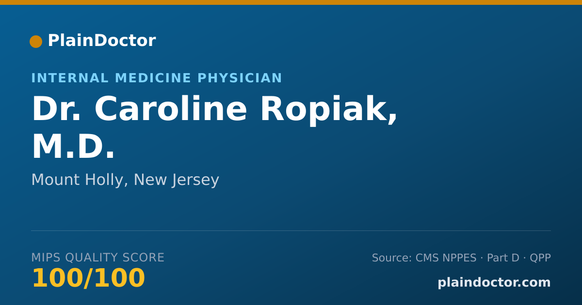Shareable card for Caroline Ropiak, M.D. - Internal Medicine Physician, Mount Holly, NJ