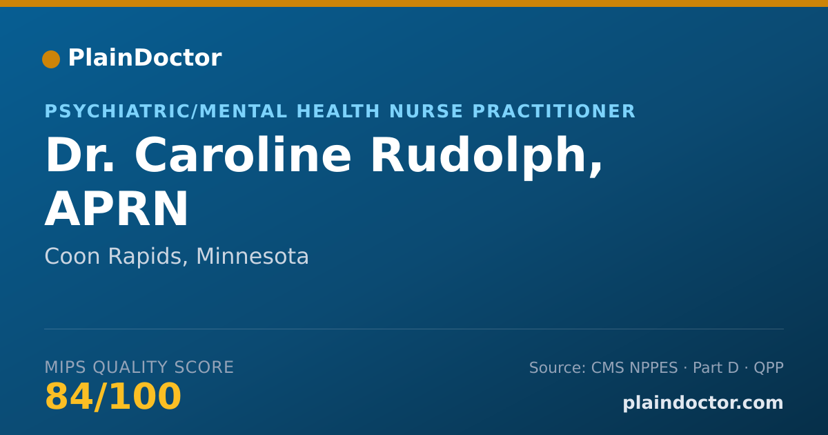Shareable card for Caroline Rudolph, APRN - Psychiatric/Mental Health Nurse Practitioner, Coon Rapids, MN