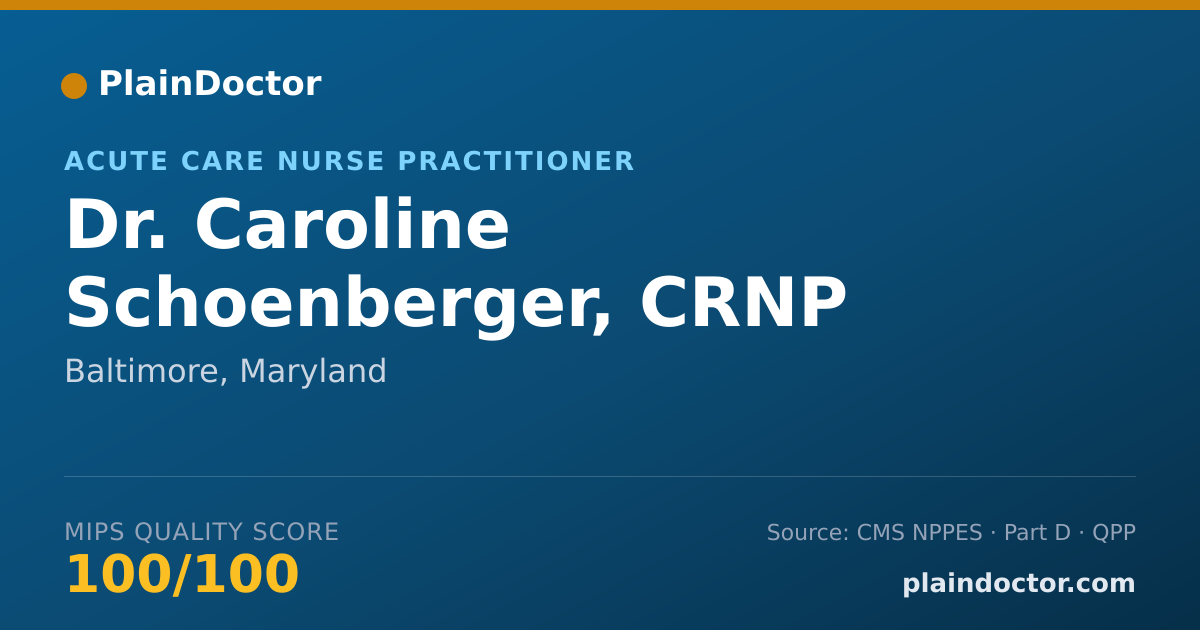 Shareable card for Caroline Schoenberger, CRNP - Acute Care Nurse Practitioner, Baltimore, MD