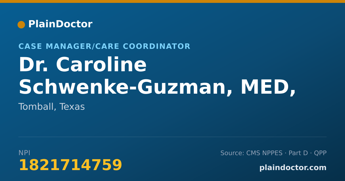 Shareable card for Caroline Schwenke-Guzman, MED, LPC ASSOCIATE - Case Manager/Care Coordinator, Tomball, TX