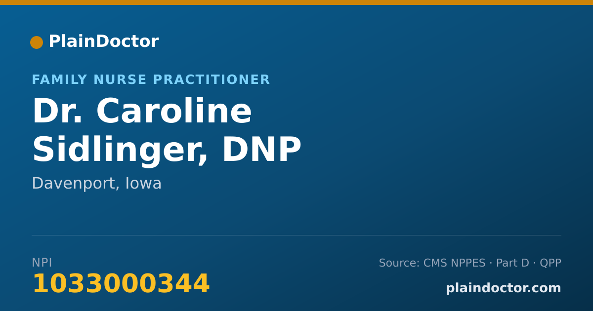 Shareable card for Caroline Sidlinger, DNP - Family Nurse Practitioner, Davenport, IA