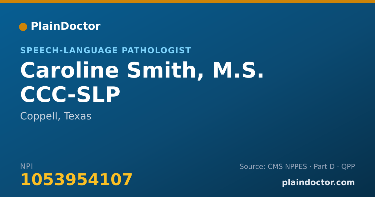 Shareable card for Caroline Smith, M.S. CCC-SLP - Speech-Language Pathologist, Coppell, TX