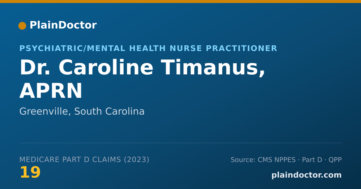 Shareable card for Caroline Timanus, APRN - Psychiatric/Mental Health Nurse Practitioner, Greenville, SC