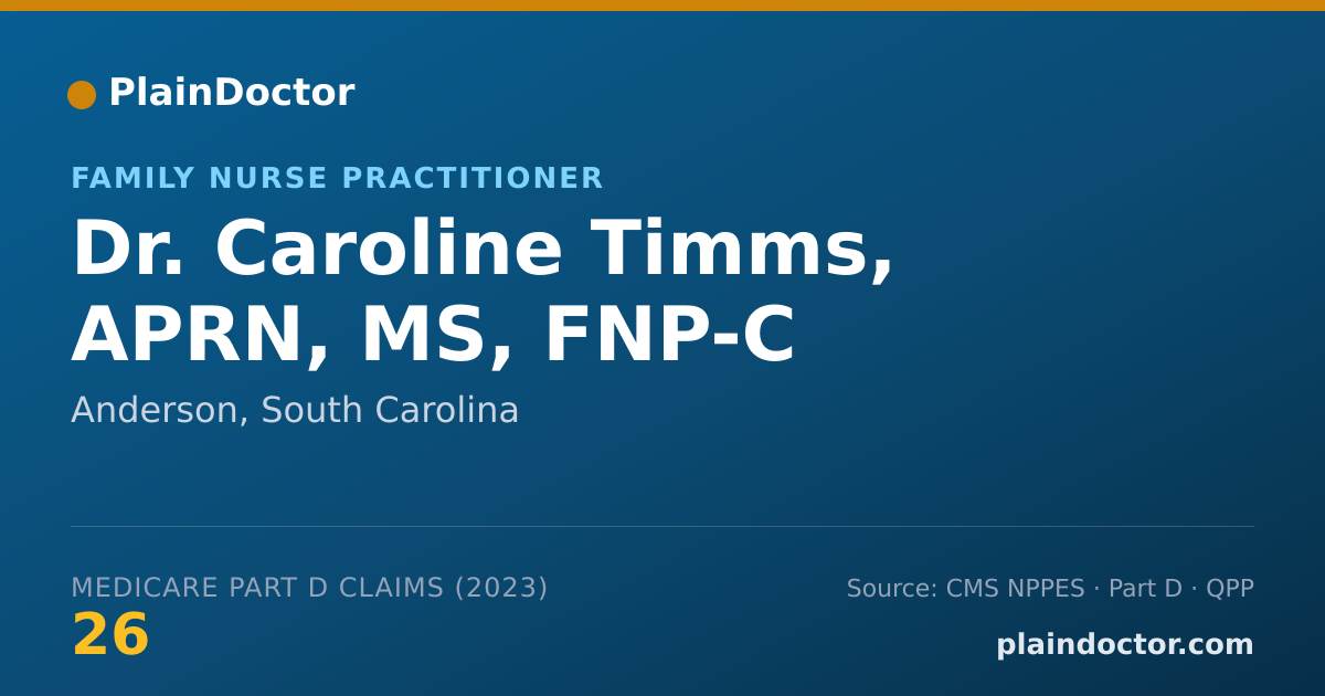Shareable card for Caroline Timms, APRN, MS, FNP-C - Family Nurse Practitioner, Anderson, SC
