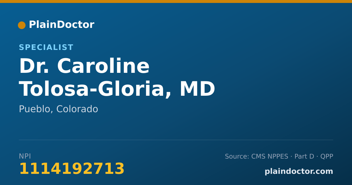 Shareable card for Caroline Tolosa-Gloria, MD - Specialist, Pueblo, CO