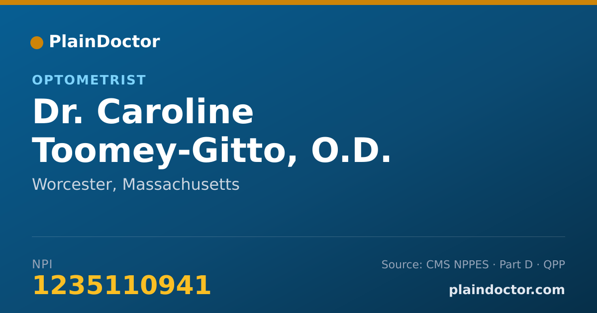 Shareable card for Caroline Toomey-Gitto, O.D. - Optometrist, Worcester, MA