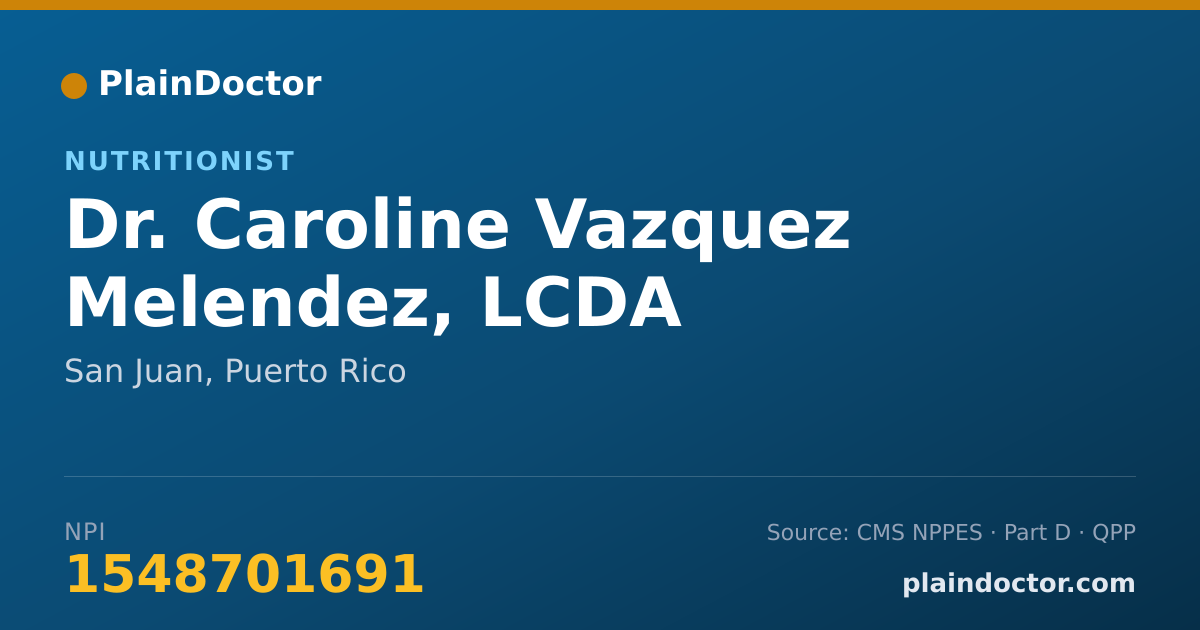 Shareable card for Caroline Vazquez Melendez, LCDA - Nutritionist, San Juan, PR
