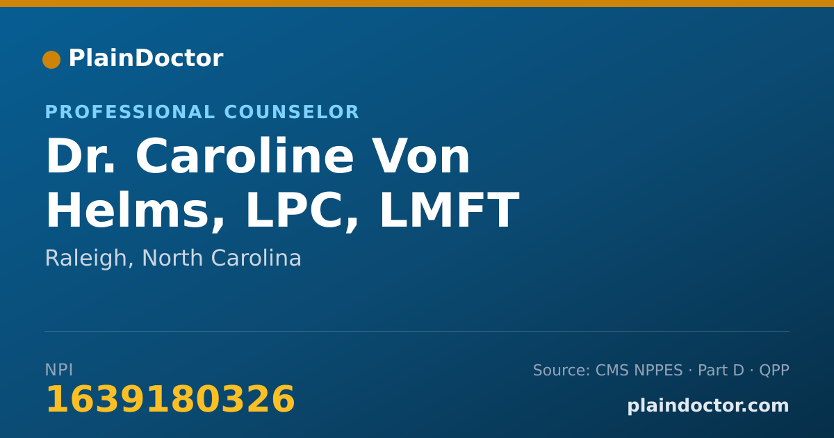 Shareable card for Caroline Von Helms, LPC, LMFT - Professional Counselor, Raleigh, NC