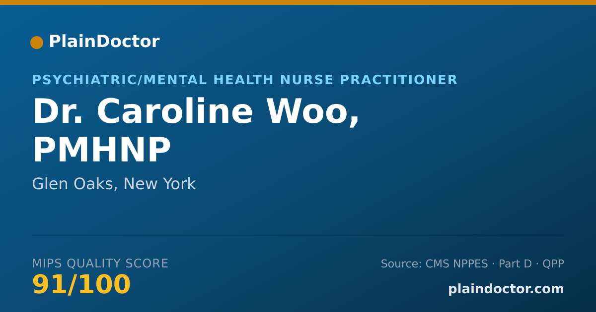 Shareable card for Caroline Woo, PMHNP - Psychiatric/Mental Health Nurse Practitioner, Glen Oaks, NY