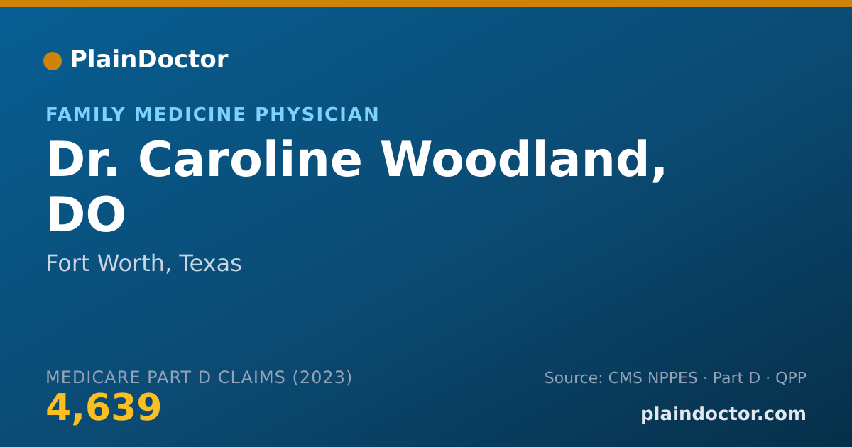 Shareable card for Caroline Woodland, DO - Family Medicine Physician, Fort Worth, TX