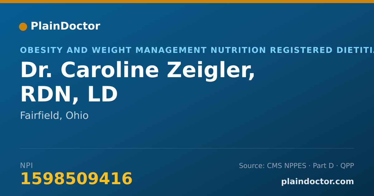 Shareable card for Caroline Zeigler, RDN, LD - Obesity and Weight Management Nutrition Registered Dietitian, Fairfield, OH