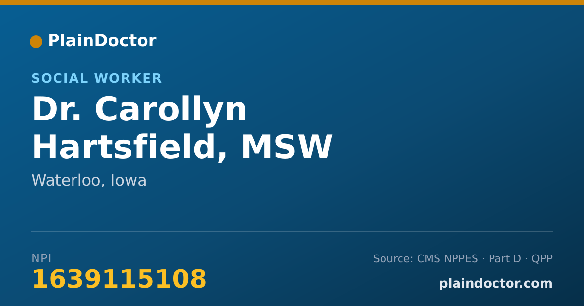 Shareable card for Carollyn Hartsfield, MSW - Social Worker, Waterloo, IA