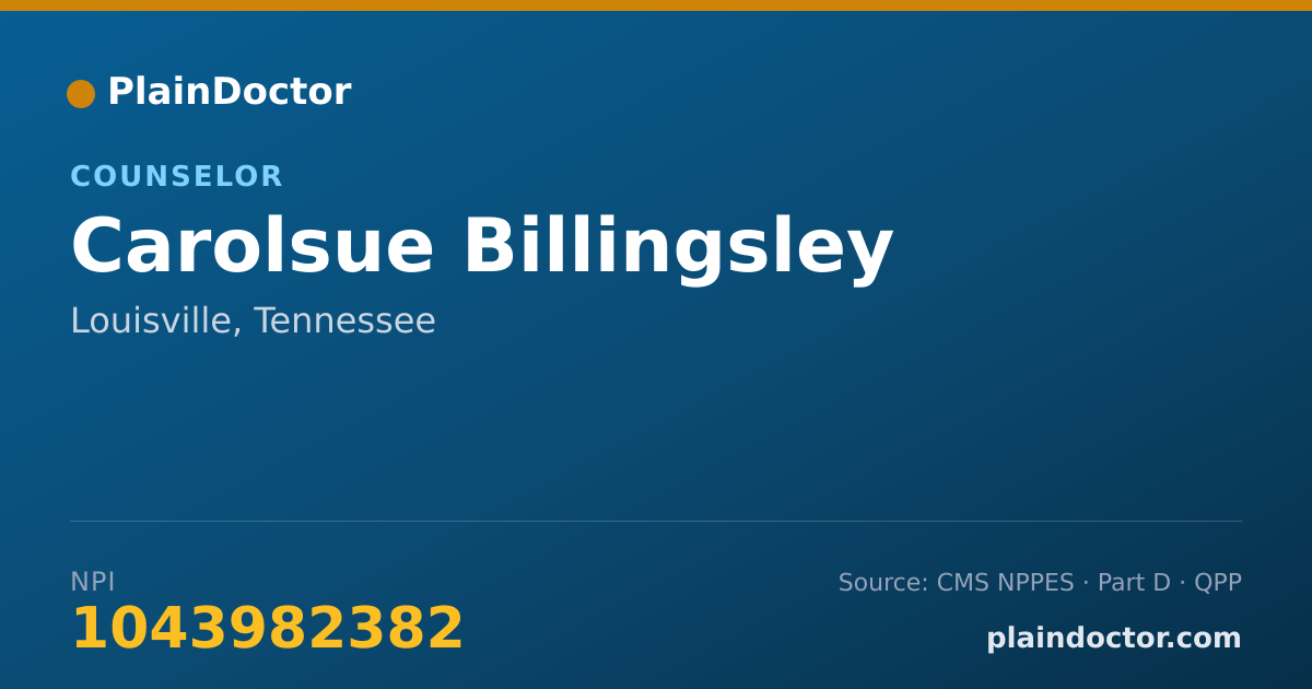 Shareable card for Carolsue Billingsley - Counselor, Louisville, TN