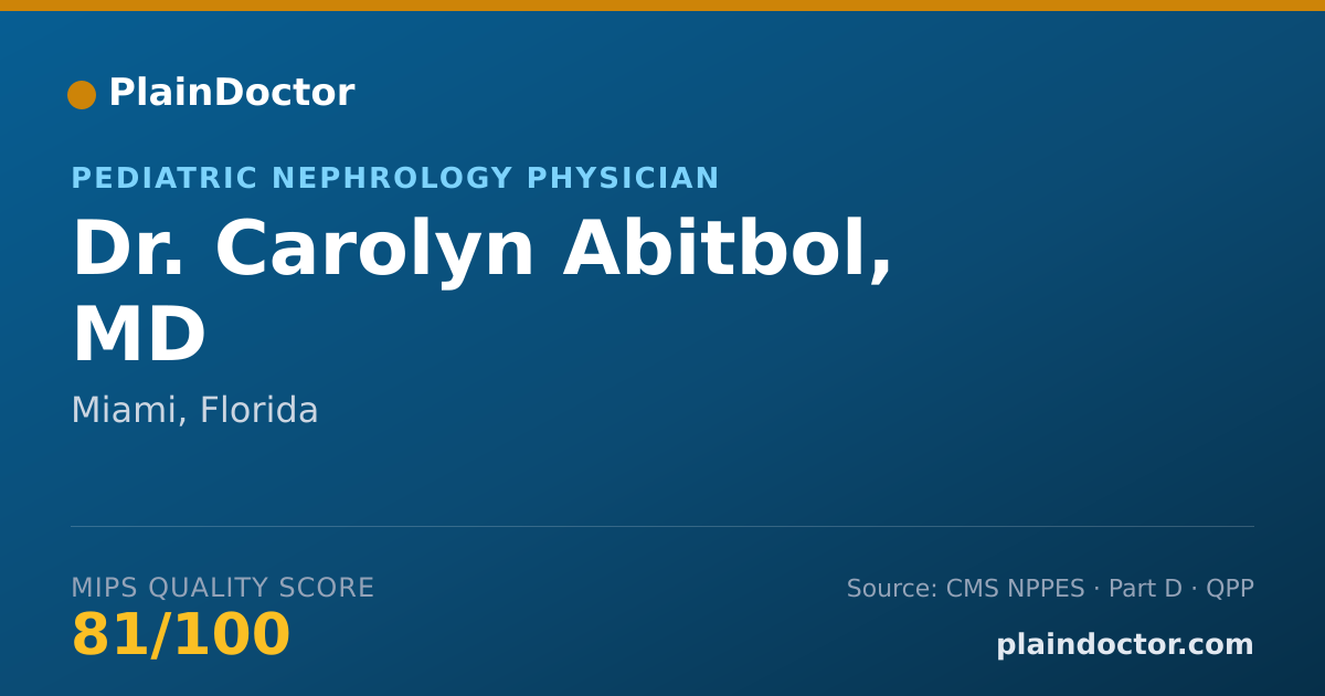 Shareable card for Carolyn Abitbol, MD - Pediatric Nephrology Physician, Miami, FL