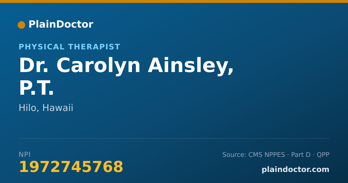 Shareable card for Carolyn Ainsley, P.T. - Physical Therapist, Hilo, HI
