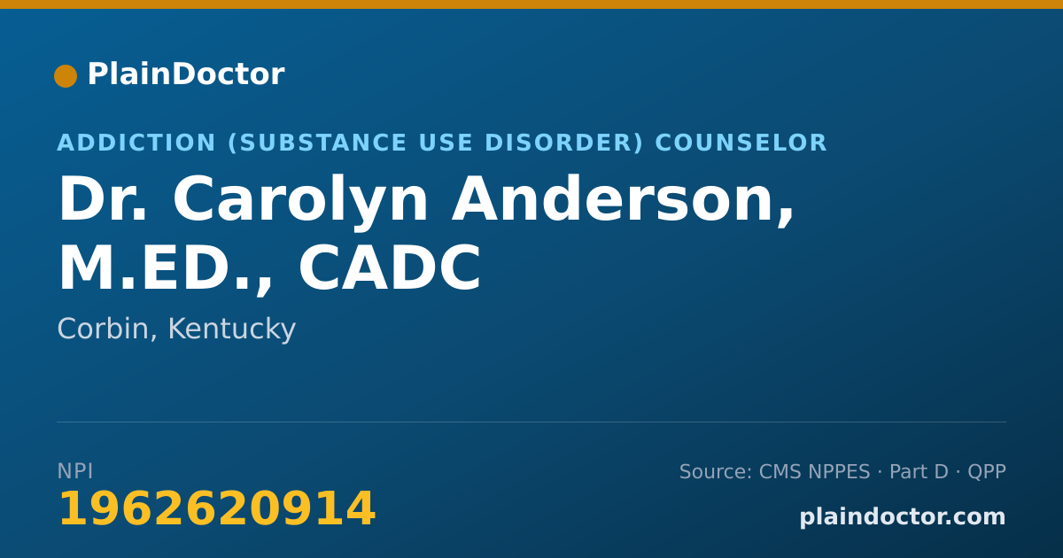 Shareable card for Carolyn Anderson, M.ED., CADC - Addiction (Substance Use Disorder) Counselor, Corbin, KY