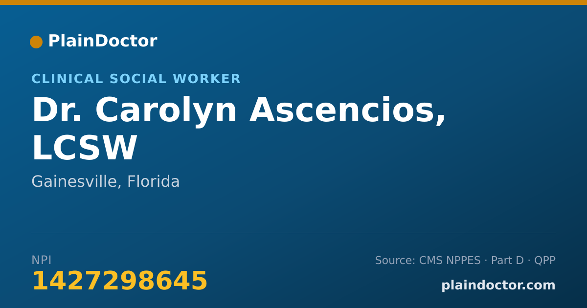 Shareable card for Carolyn Ascencios, LCSW - Clinical Social Worker, Gainesville, FL