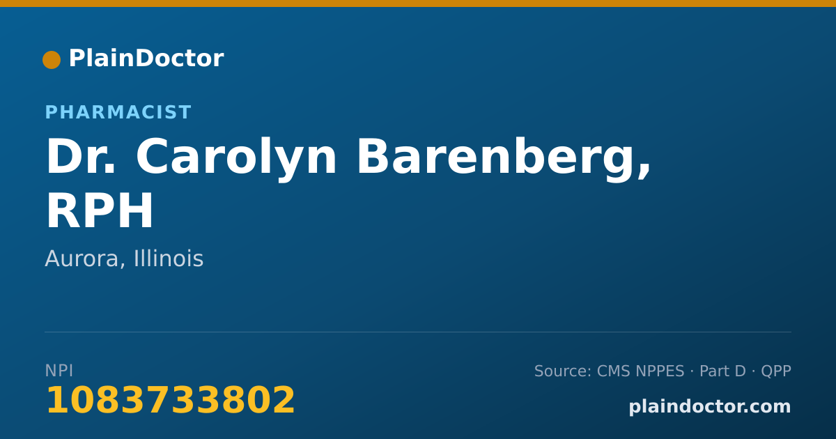 Shareable card for Carolyn Barenberg, RPH - Pharmacist, Aurora, IL