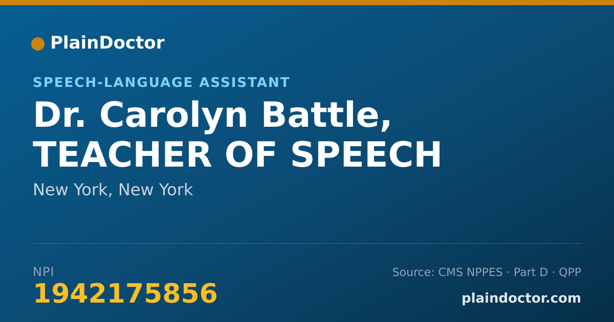 Shareable card for Carolyn Battle, TEACHER OF SPEECH - Speech-Language Assistant, New York, NY