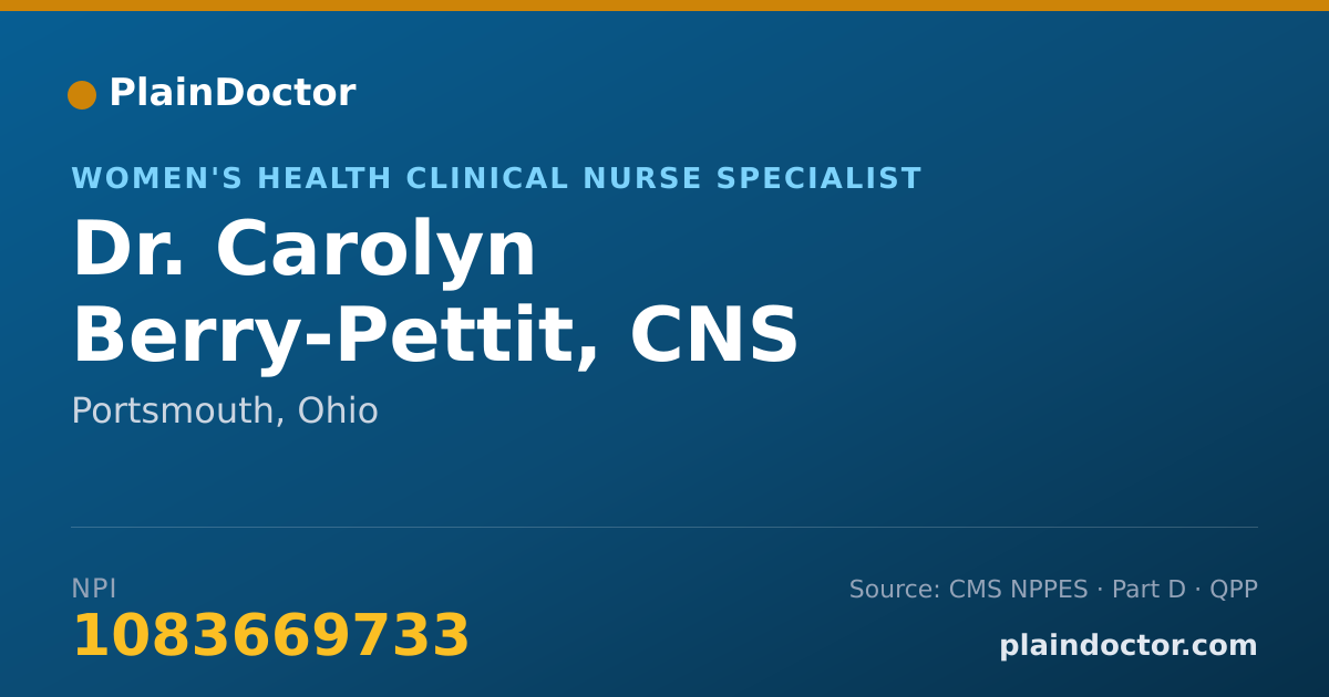 Shareable card for Carolyn Berry-Pettit, CNS - Women's Health Clinical Nurse Specialist, Portsmouth, OH