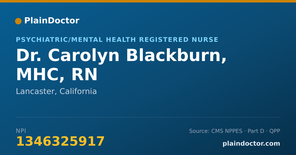 Shareable card for Carolyn Blackburn, MHC, RN - Psychiatric/Mental Health Registered Nurse, Lancaster, CA