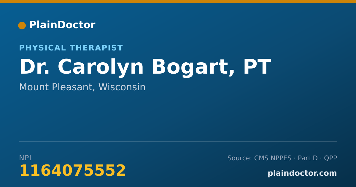 Shareable card for Carolyn Bogart, PT - Physical Therapist, Mount Pleasant, WI