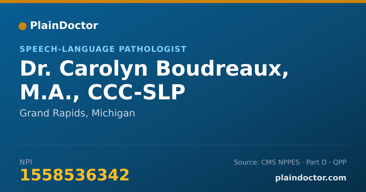 Shareable card for Carolyn Boudreaux, M.A., CCC-SLP - Speech-Language Pathologist, Grand Rapids, MI