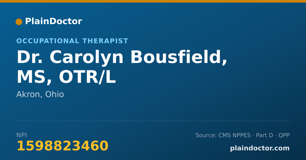 Shareable card for Carolyn Bousfield, MS, OTR/L - Occupational Therapist, Akron, OH