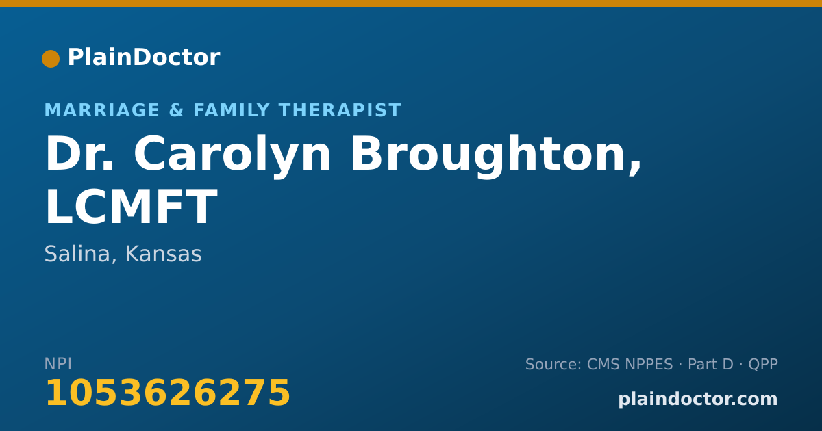 Shareable card for Carolyn Broughton, LCMFT - Marriage & Family Therapist, Salina, KS