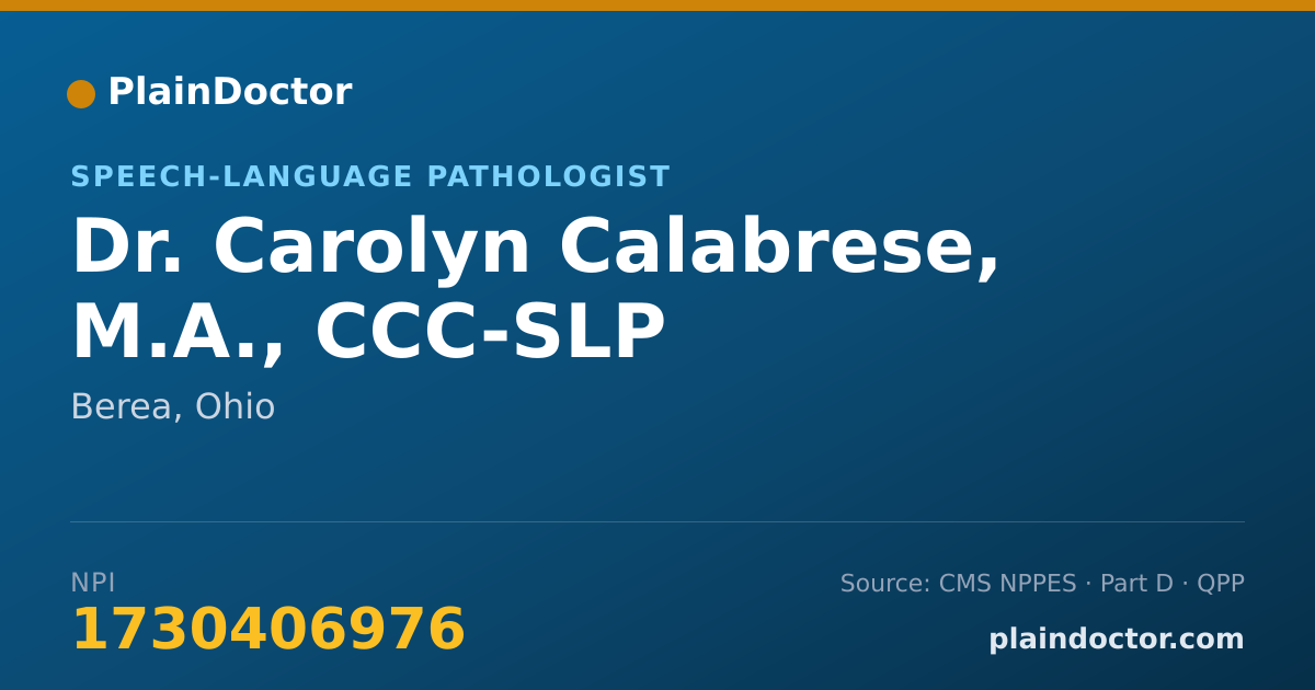 Shareable card for Carolyn Calabrese, M.A., CCC-SLP - Speech-Language Pathologist, Berea, OH