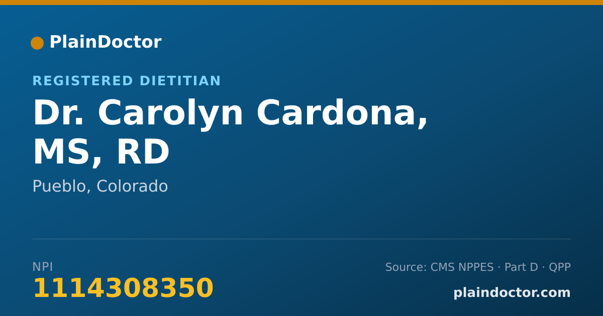 Shareable card for Carolyn Cardona, MS, RD - Registered Dietitian, Pueblo, CO