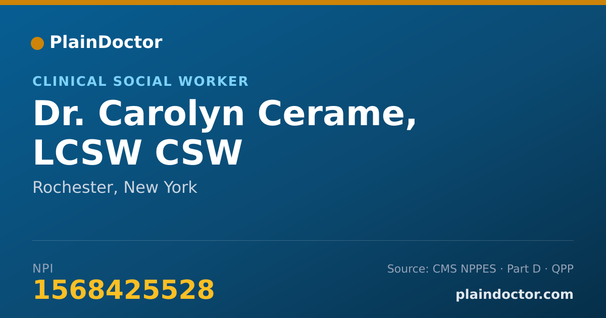 Shareable card for Carolyn Cerame, LCSW CSW - Clinical Social Worker, Rochester, NY