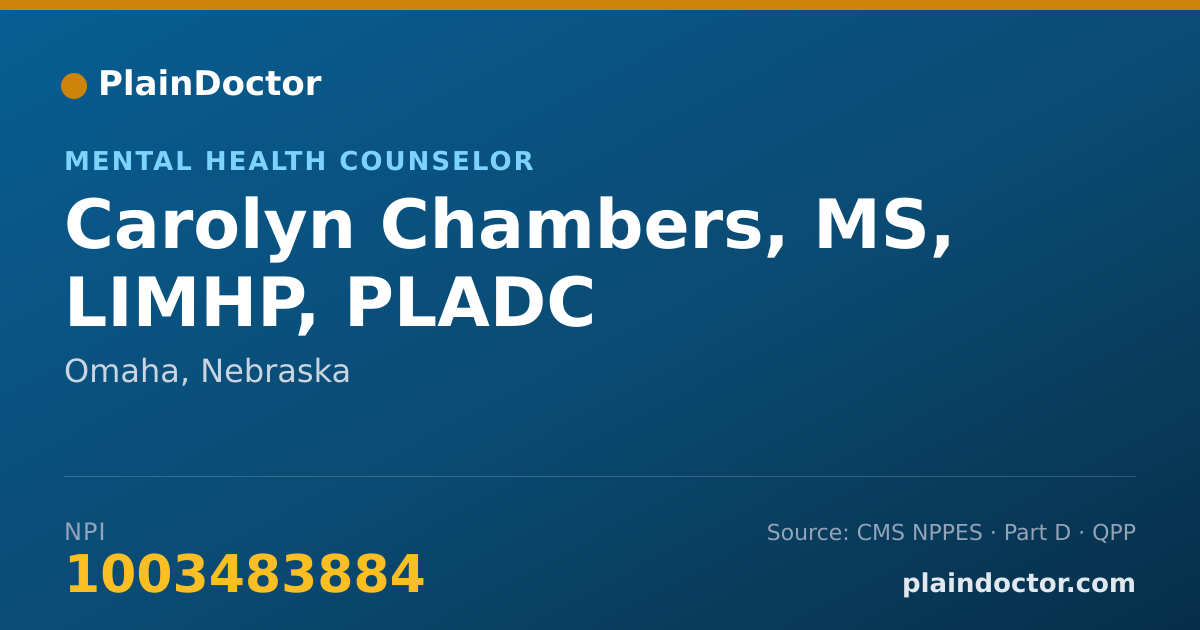 Shareable card for Carolyn Chambers, MS, LIMHP, PLADC - Mental Health Counselor, Omaha, NE