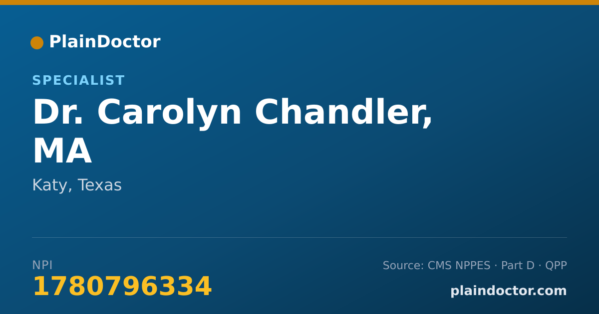 Shareable card for Carolyn Chandler, MA - Specialist, Katy, TX