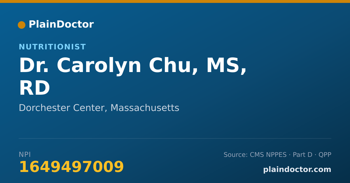 Shareable card for Carolyn Chu, MS, RD - Nutritionist, Dorchester Center, MA