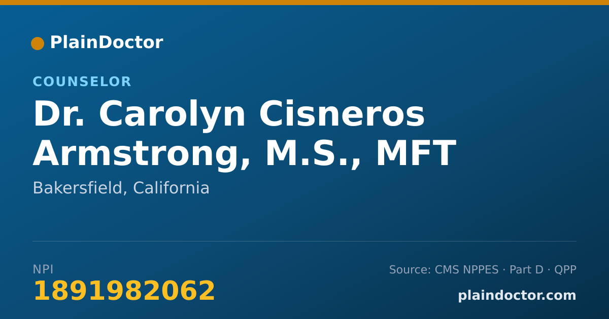 Shareable card for Carolyn Cisneros Armstrong, M.S., MFT INTERN - Counselor, Bakersfield, CA