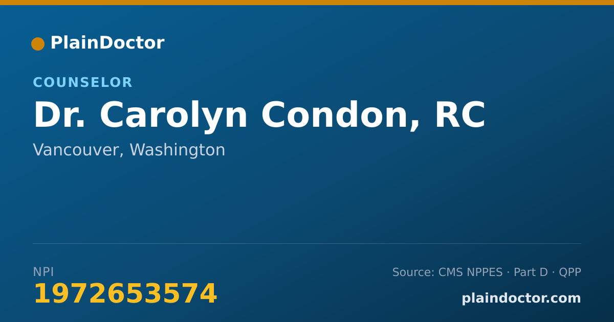 Shareable card for Carolyn Condon, RC - Counselor, Vancouver, WA