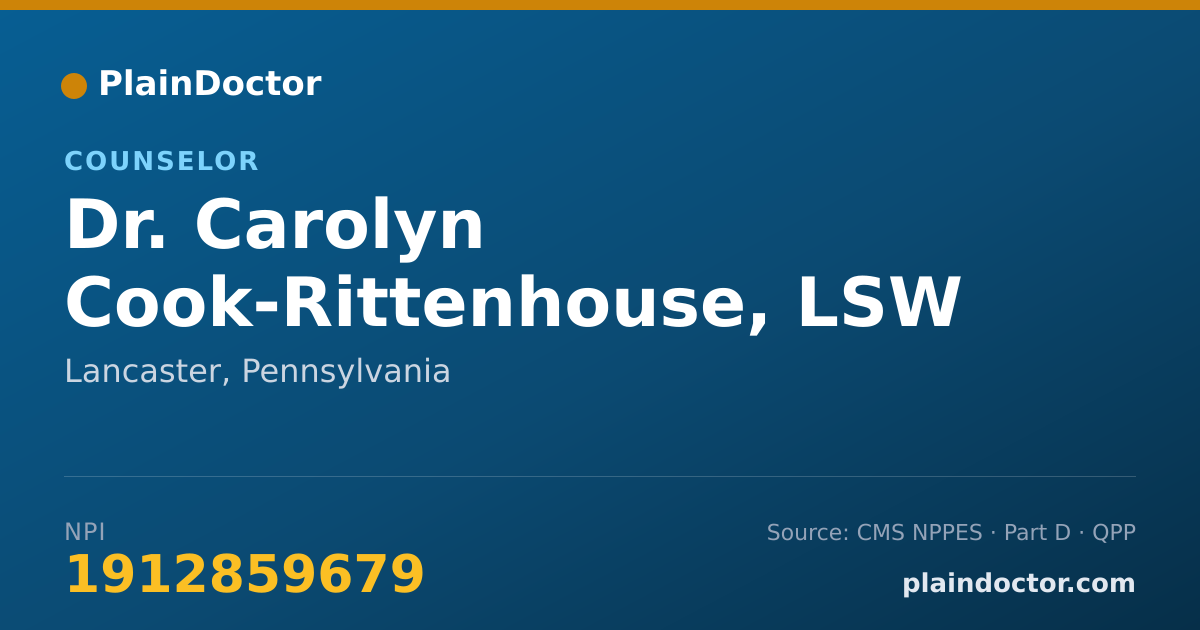 Shareable card for Carolyn Cook-Rittenhouse, LSW - Counselor, Lancaster, PA