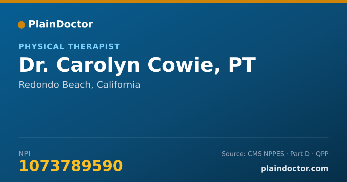 Shareable card for Carolyn Cowie, PT - Physical Therapist, Redondo Beach, CA