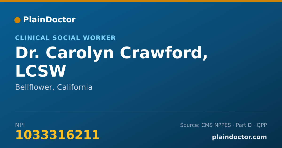 Shareable card for Carolyn Crawford, LCSW - Clinical Social Worker, Bellflower, CA
