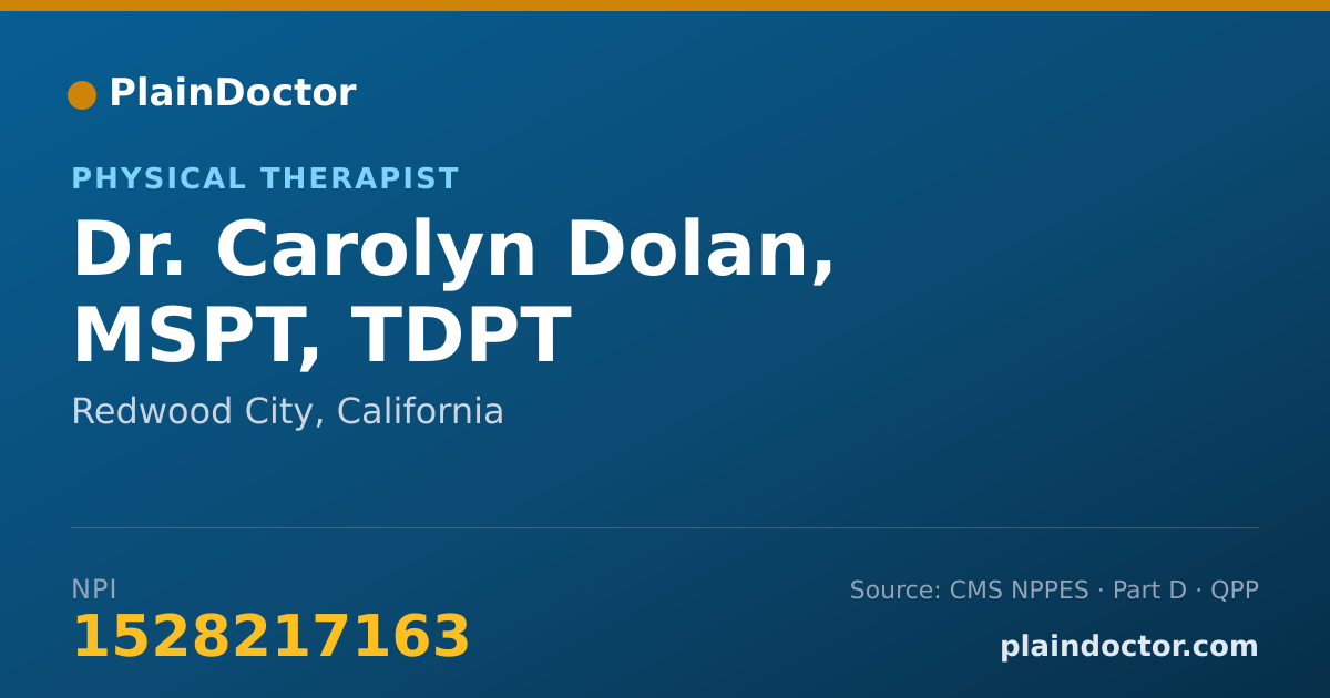 Shareable card for Carolyn Dolan, MSPT, TDPT - Physical Therapist, Redwood City, CA