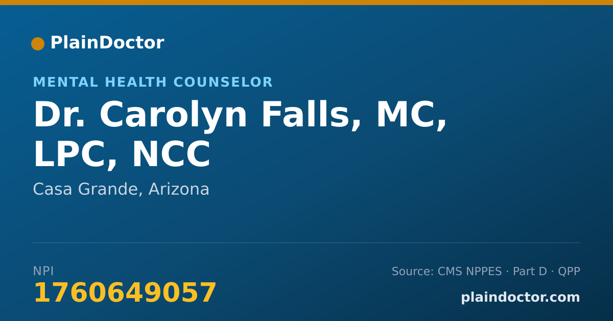 Shareable card for Carolyn Falls, MC, LPC, NCC - Mental Health Counselor, Casa Grande, AZ