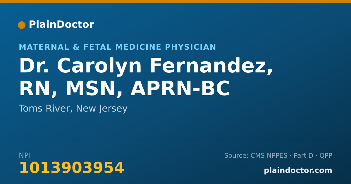 Shareable card for Carolyn Fernandez, RN, MSN, APRN-BC - Maternal & Fetal Medicine Physician, Toms River, NJ